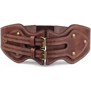 Leather Obi Style Waist Belt – Adjustable Wrap Cincher for Dresses, Tunics